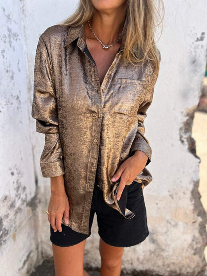 Zella | Women's Longline Relaxed Chic Shimmer Shirt