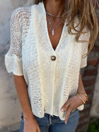 Ivonie | Women's Elegant Textured Top with V-Neck