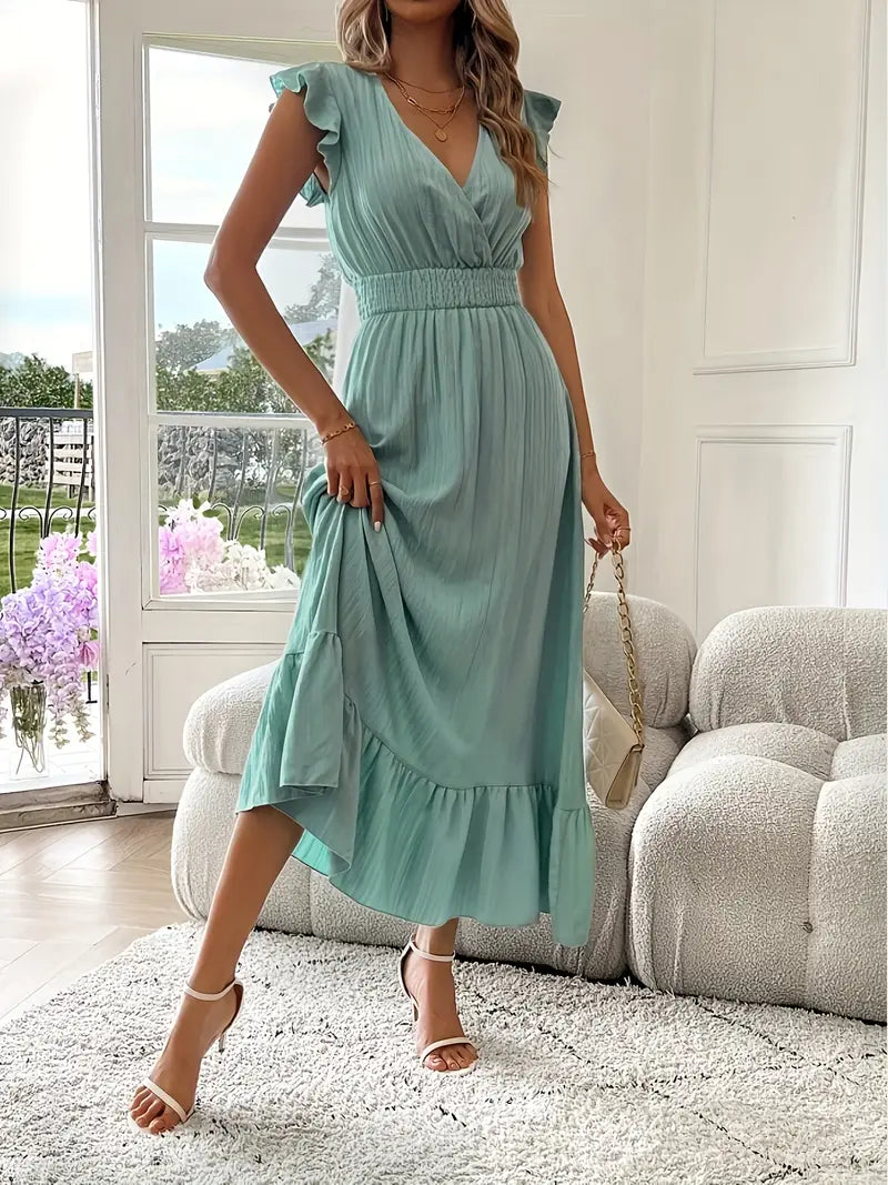 Felicia | Women's Ruffle Dress with V-Neck