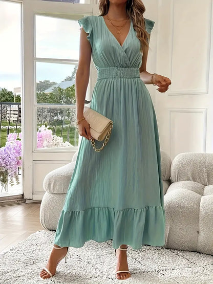 Felicia | Women's Ruffle Dress with V-Neck