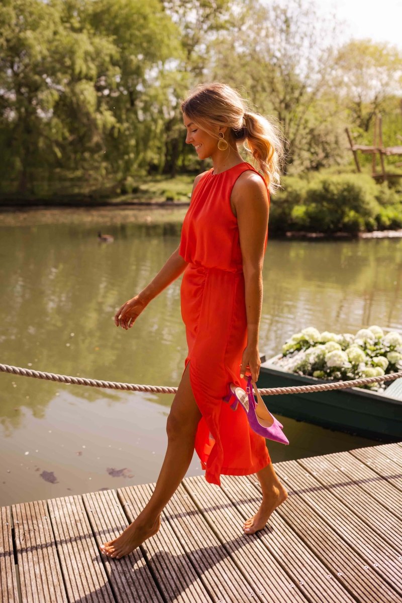 Lisa | Women's Breezy Summer Midi Dress with Side Slit