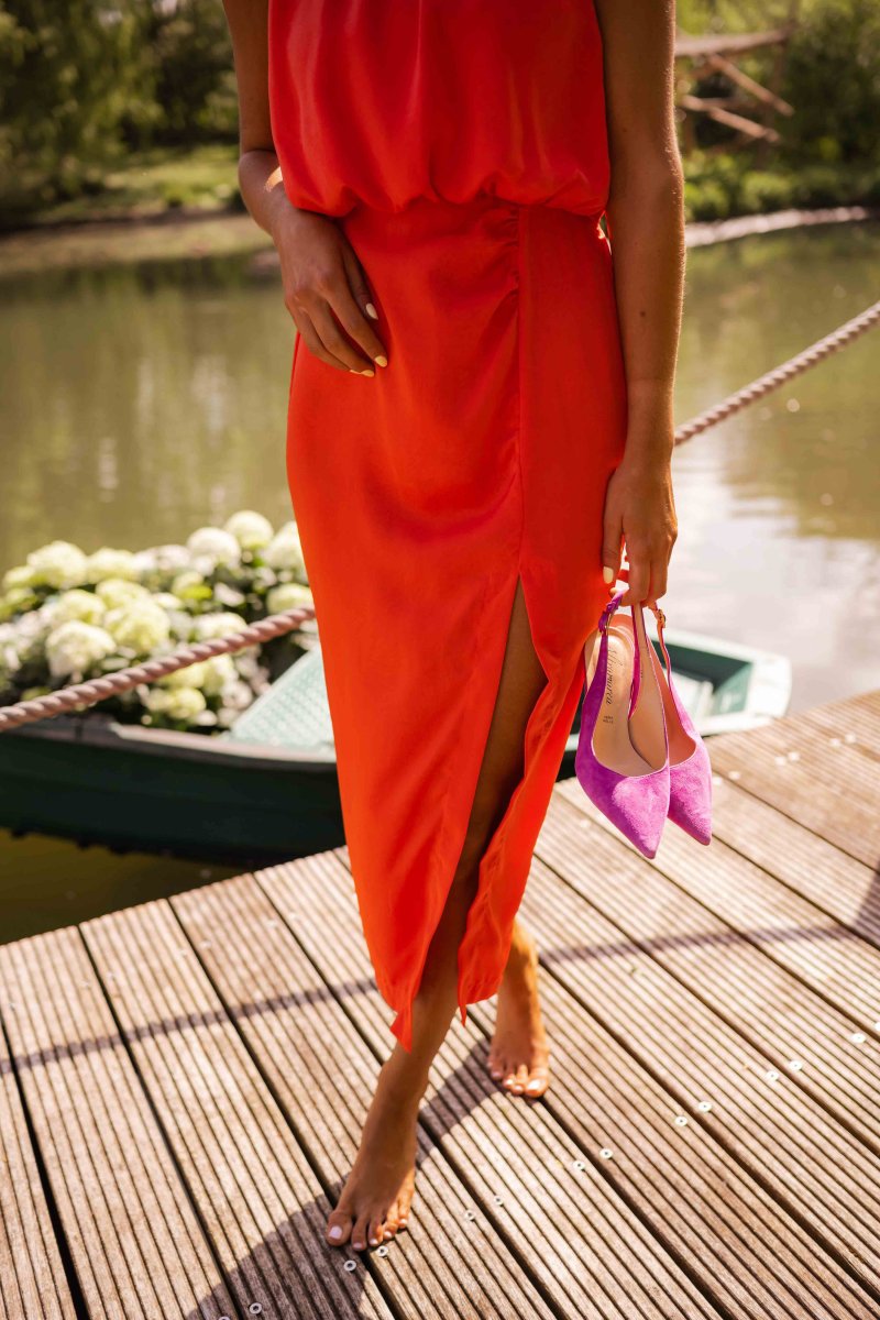Lisa | Women's Breezy Summer Midi Dress with Side Slit