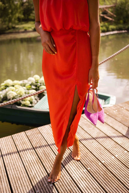 Lisa | Women's Breezy Summer Midi Dress with Side Slit