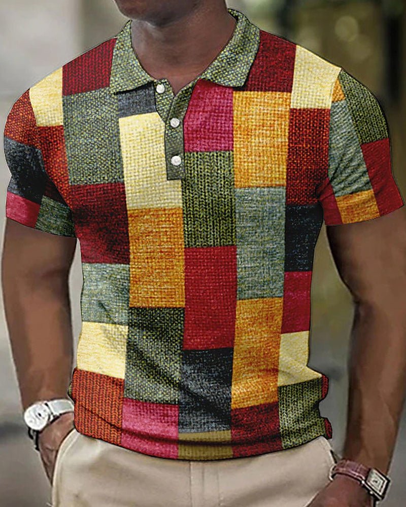 Lovi | Men's Short Sleeve Polo with Check Pattern