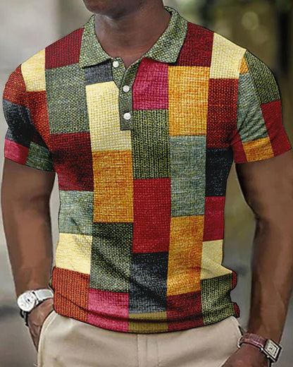 Lovi | Men's Short Sleeve Polo with Check Pattern