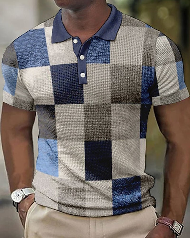 Lovi | Men's Short Sleeve Polo with Check Pattern