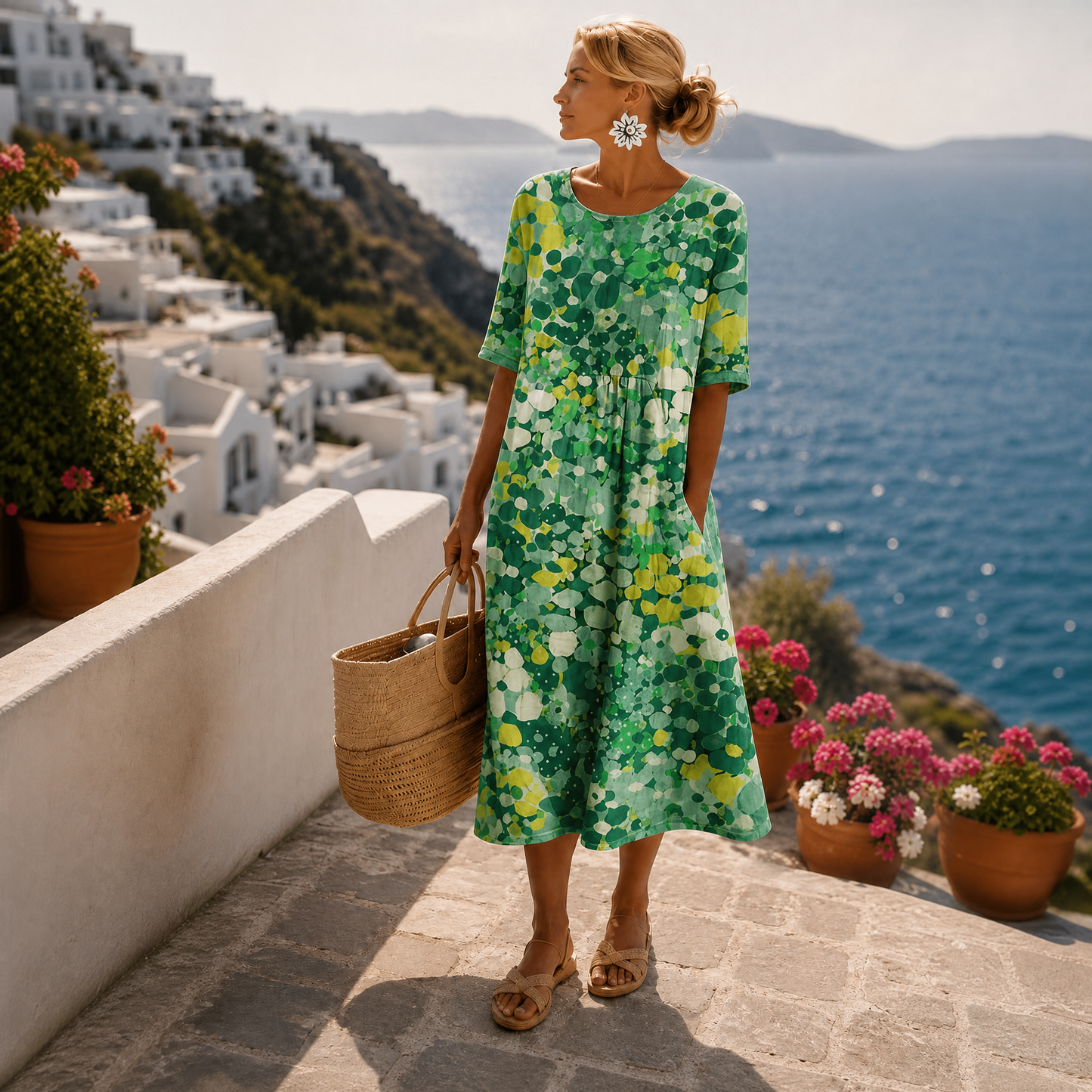 Elena | Women's Breezy Floral Midi Dress