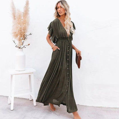 Esmee | Women's Maxi Dark Green Ibiza Dress
