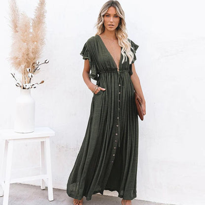 Esmee | Women's Maxi Dark Green Ibiza Dress