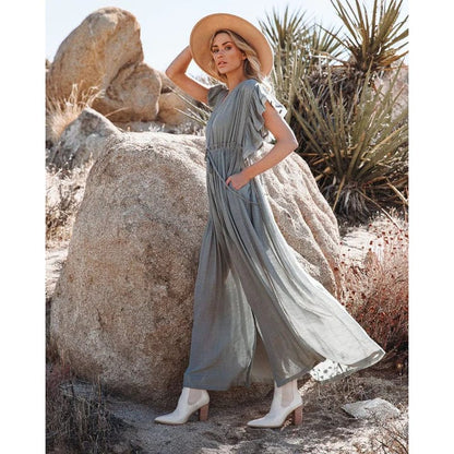 Women's Sara Maxi Green/Grey Ibiza Dress