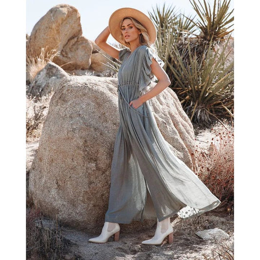 Women's Sara Maxi Green/Grey Ibiza Dress