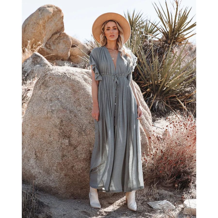Women's Sara Maxi Green/Grey Ibiza Dress