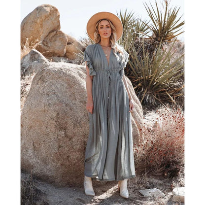 Women's Sara Maxi Green/Grey Ibiza Dress