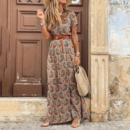Liora | Women's Maxi Ibiza Dress in Hippie Style + Free Belt