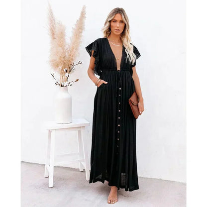 Women's Feline Maxi Black Ibiza Dress