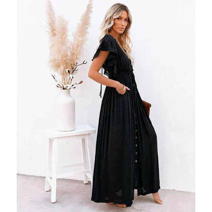 Women's Feline Maxi Black Ibiza Dress