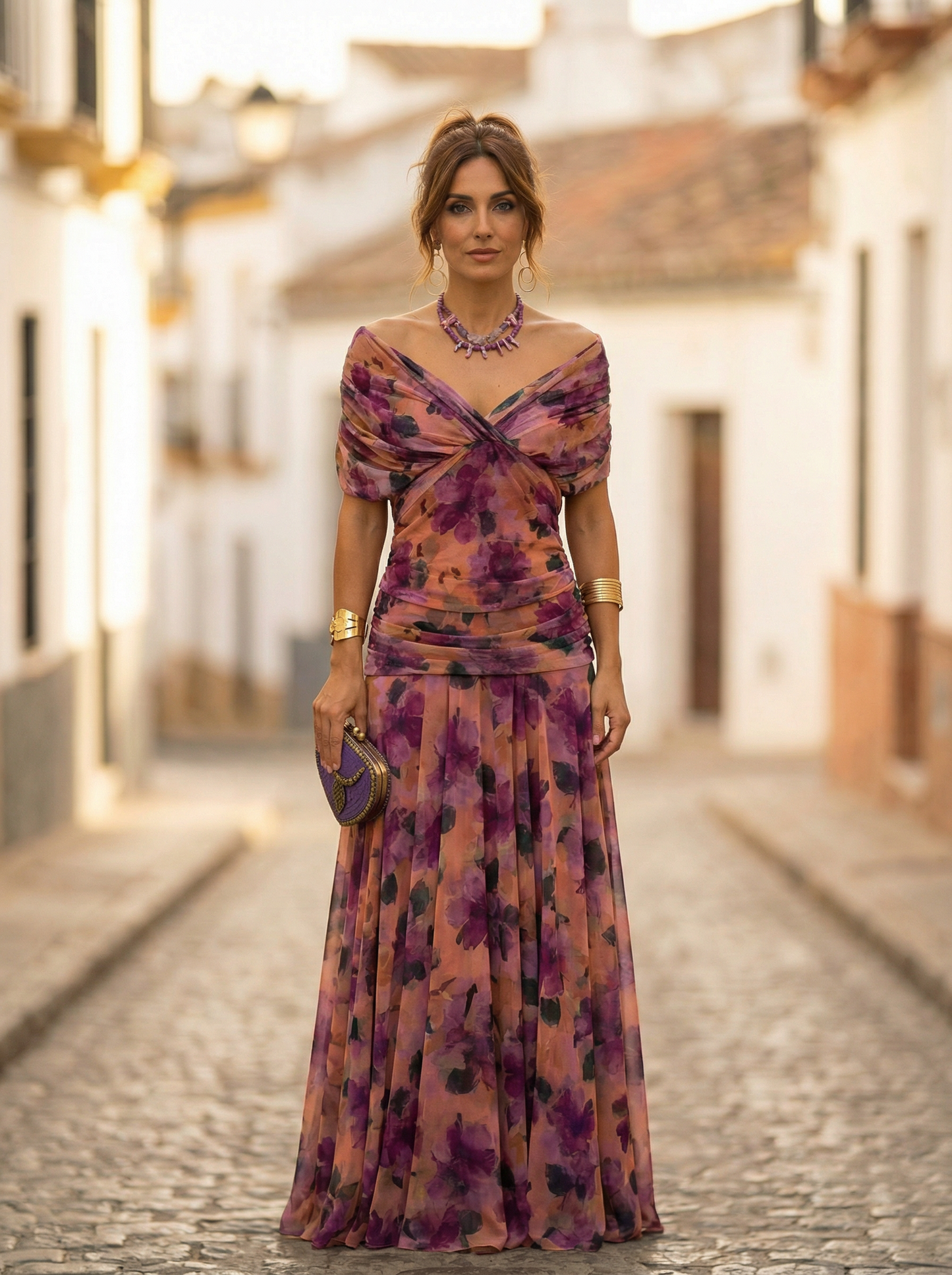Leo | Women's Off-Shoulder Maxi Dress with V-Neck