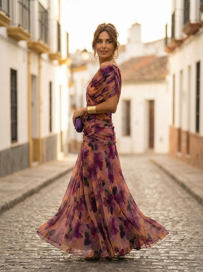 Leo | Women's Off-Shoulder Maxi Dress with V-Neck