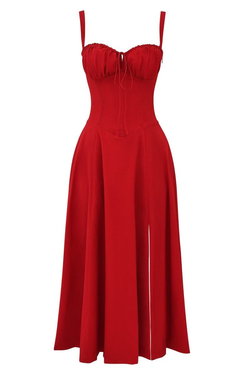 Margaret | Women's Corset Midi Dress with Side Slit