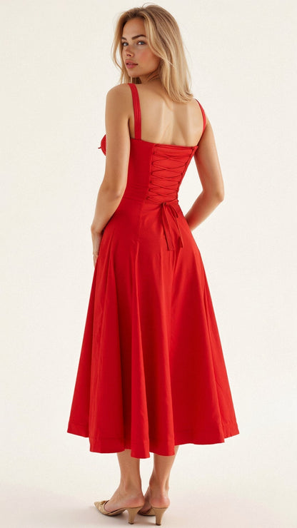 Margaret | Women's Corset Midi Dress with Side Slit