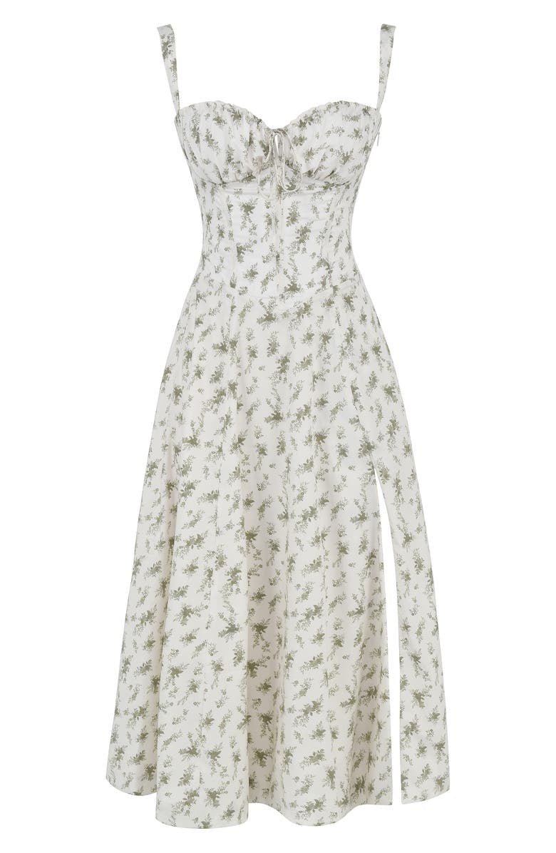 Margaret | Women's Corset Midi Dress with Side Slit
