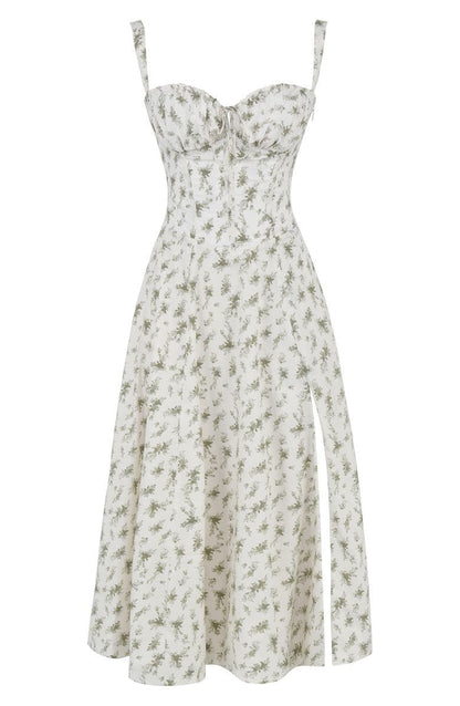 Margaret | Women's Corset Midi Dress with Side Slit