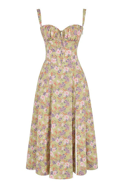 Margaret | Women's Corset Midi Dress with Side Slit