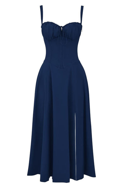 Margaret | Women's Corset Midi Dress with Side Slit