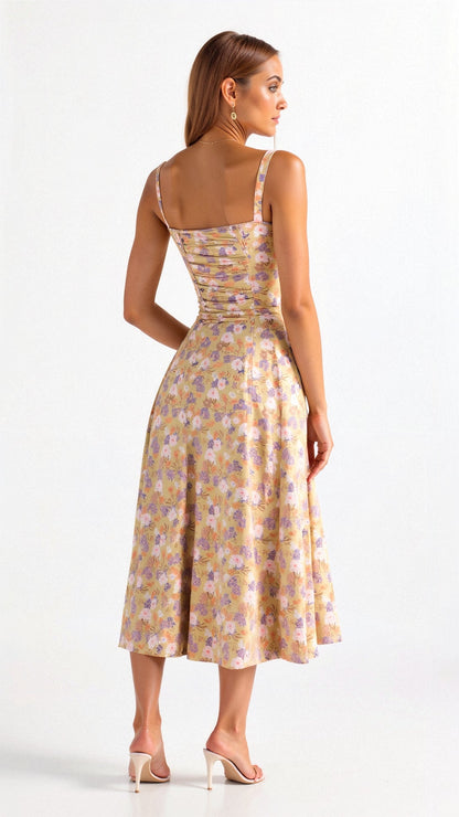 Margaret | Women's Corset Midi Dress with Side Slit