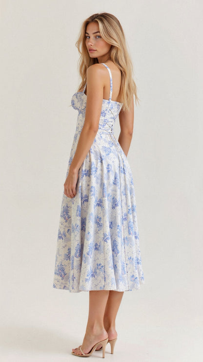 Margaret | Women's Corset Midi Dress with Side Slit