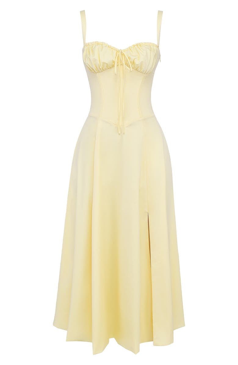 Margaret | Women's Corset Midi Dress with Side Slit