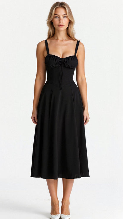 Margaret | Women's Corset Midi Dress with Side Slit