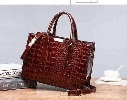 New York Crocodile-Print Handbag