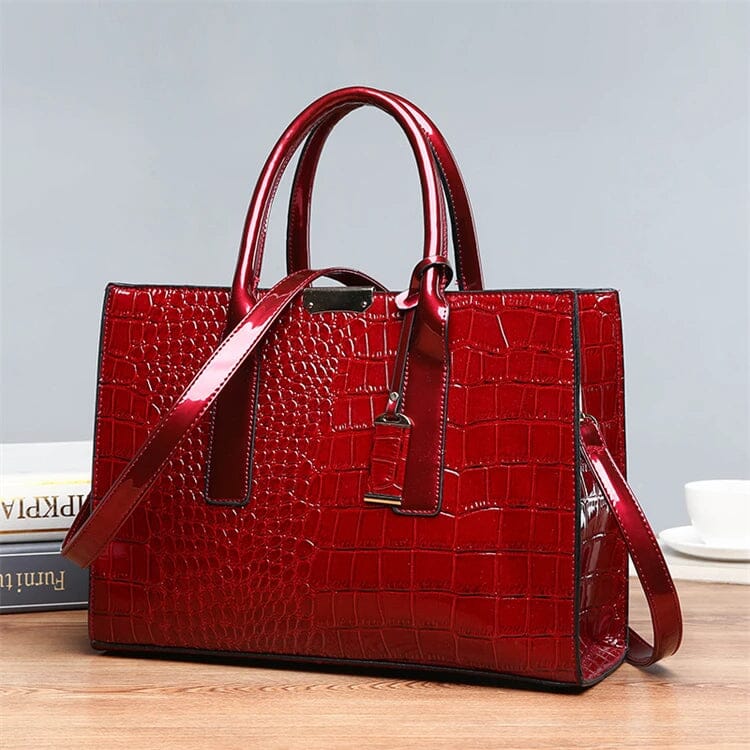 New York Crocodile-Print Handbag