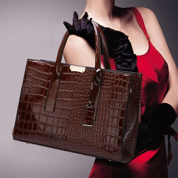 New York Crocodile-Print Handbag