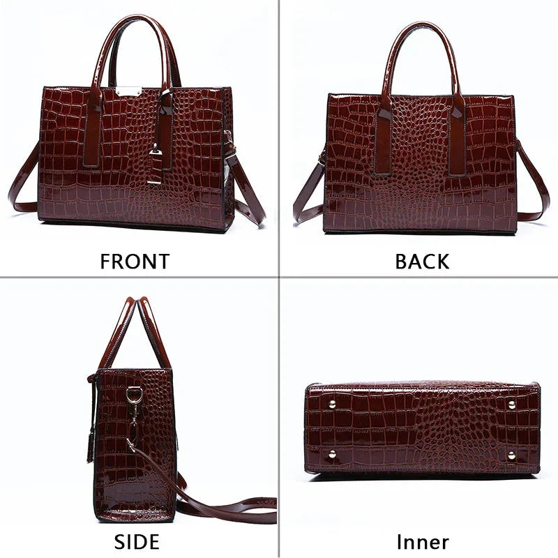 New York Crocodile-Print Handbag