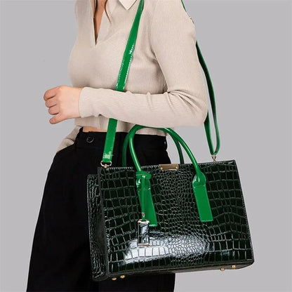 New York Crocodile-Print Handbag