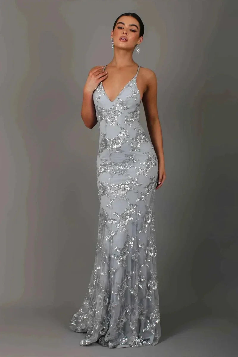 Nora | Women's Sophisticated Floor-Length Evening Dress with Sequin Detailing