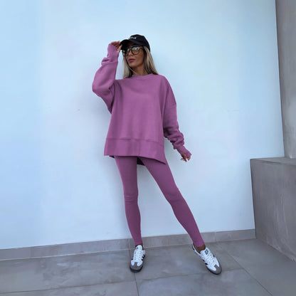 Yachi | Women's Relaxed Long Sleeve Sweatshirt and Trousers Ensemble