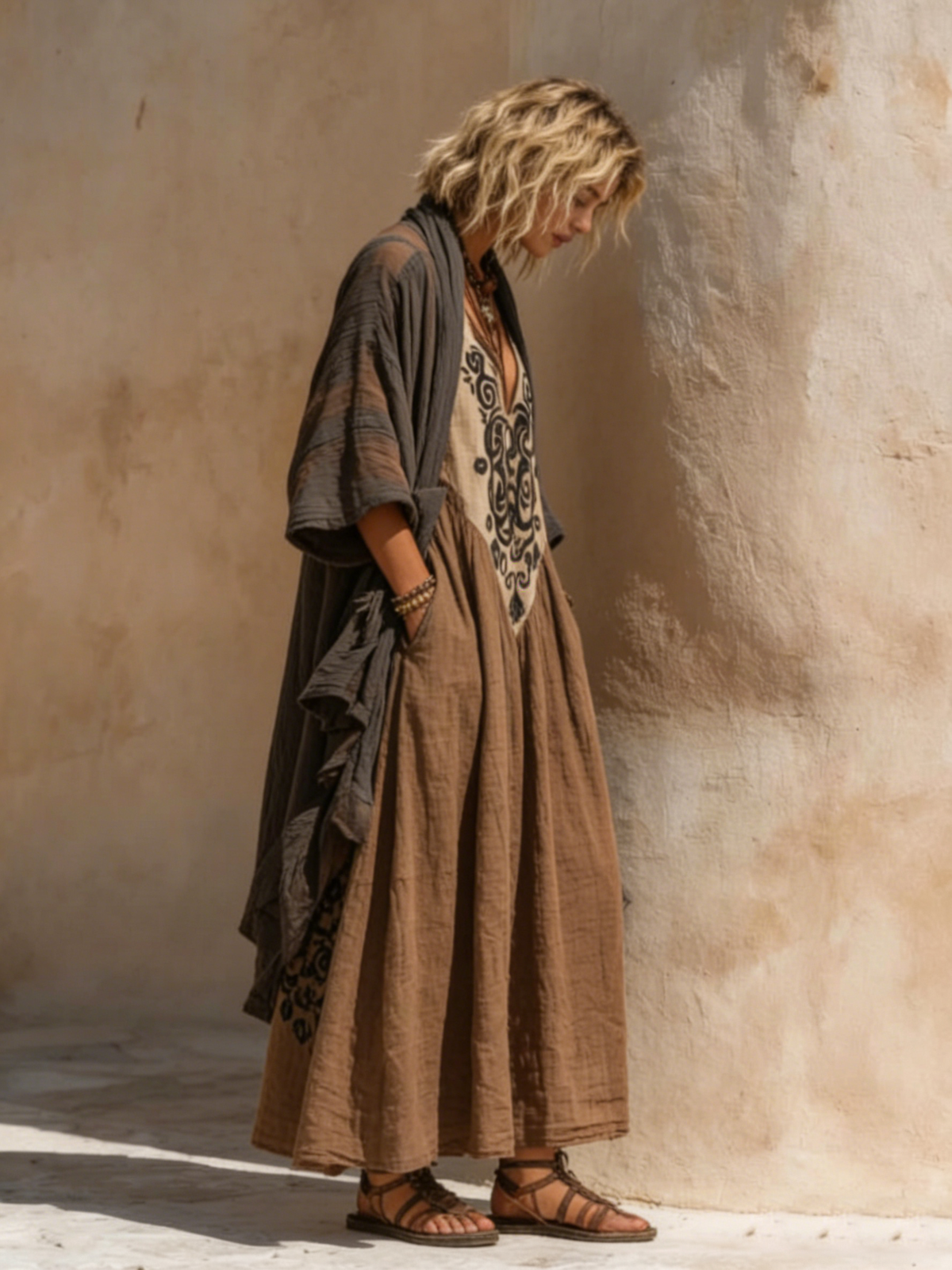 Women's Relaxed Bohemian, Two-Piece Outfit with Pockets