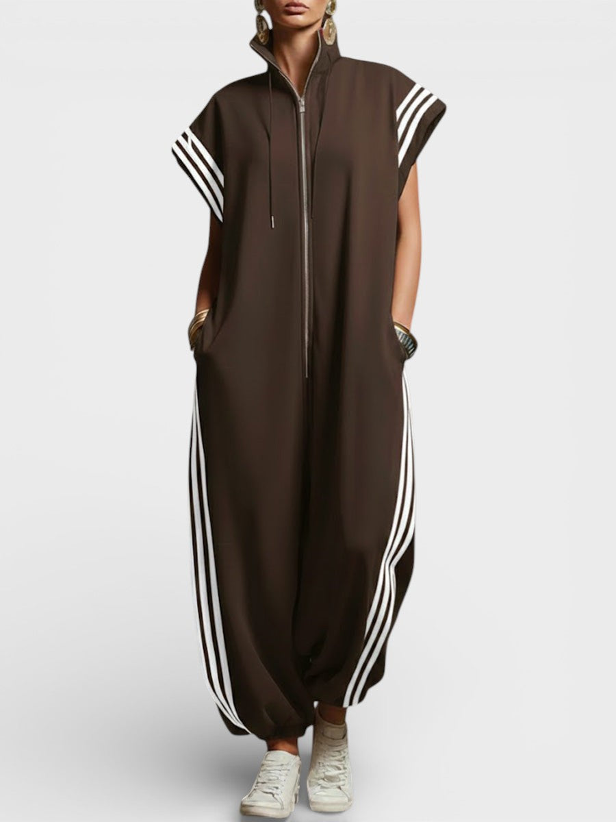 Valentina | Women's Zippered Neck Jumpsuit with Pockets