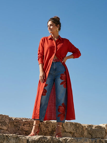 Sophia | Women's Elegant Flower Trousers with Pockets