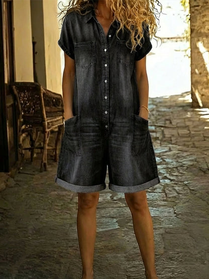 Relaxed Casual Women's Short Jumpsuit with Pockets