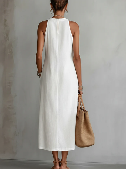 Jimena | Women's Midi Dress with Stylish Mao Collar