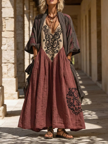 Women's Relaxed Bohemian, Two-Piece Outfit with Pockets