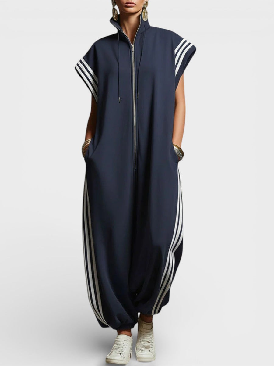 Valentina | Women's Zippered Neck Jumpsuit with Pockets