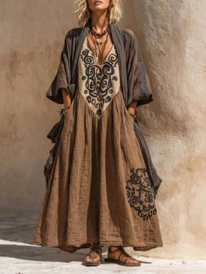 Women's Relaxed Bohemian, Two-Piece Outfit with Pockets