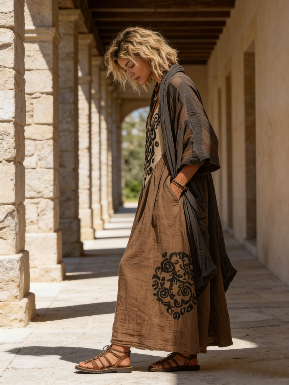 Women's Relaxed Bohemian, Two-Piece Outfit with Pockets