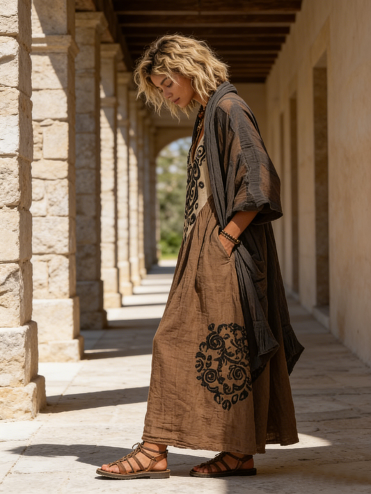 Women's Relaxed Bohemian, Two-Piece Outfit with Pockets