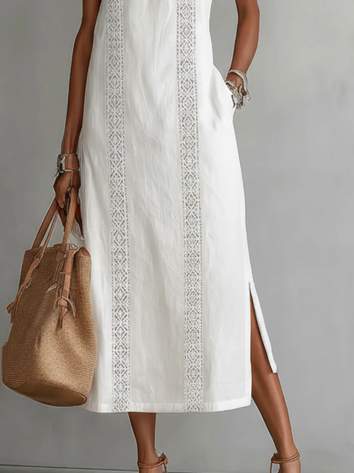 Jimena | Women's Midi Dress with Stylish Mao Collar